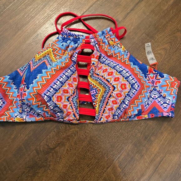 Coral Tropics 3XL High Waist Bikini Two Piece Colorful Tribal Print - Picture 3 of 5